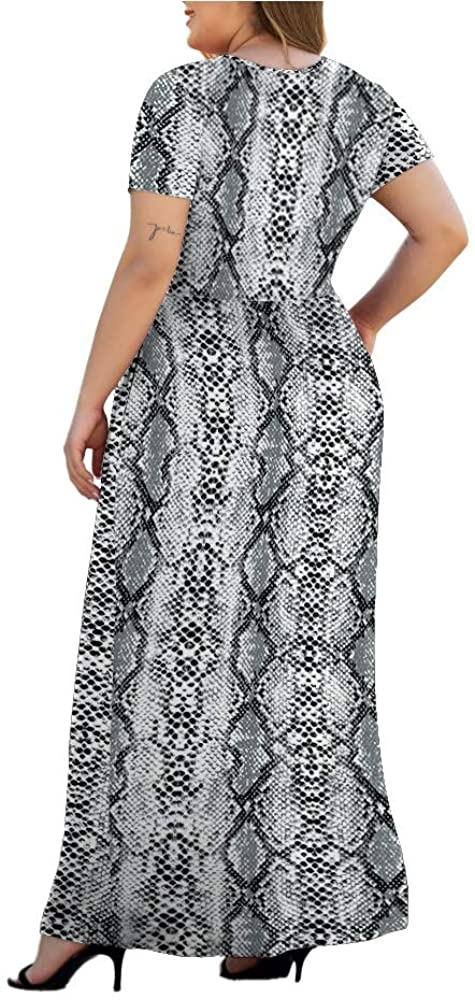 HAOMEILI Women's L-5XL Long Sleeve V-Neck Plus Size Casual Maxi Dresses with Pockets