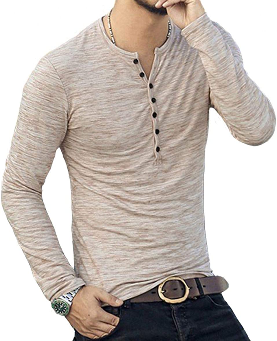 KUYIGO Mens Casual Slim Fit Basic Henley Long/Short Sleeve Fashion Summer T-Shirt