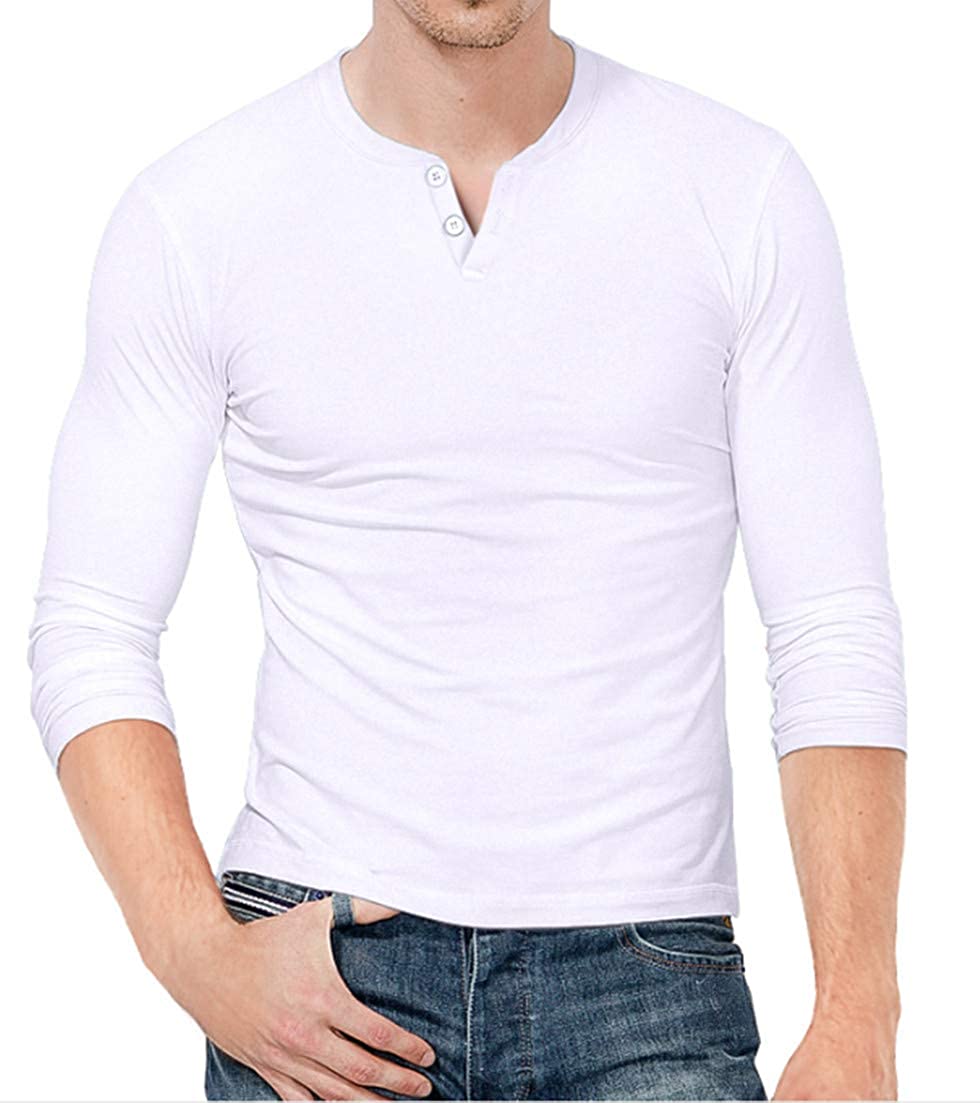 KUYIGO Mens Slim Fit Short& Long Sleeve Beefy Fashion Casual Henley T Shirts of Cotton Shirts