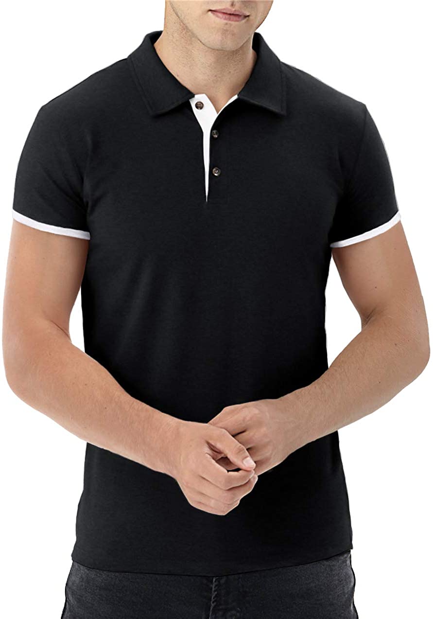 Aiyino Men's Short/Long Sleeve Polo Shirts Casual Slim Fit Basic Designed Cotton Shirts