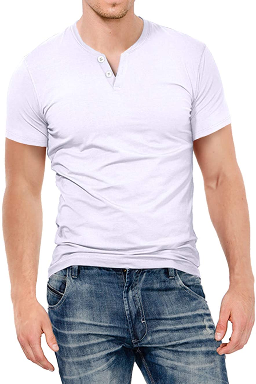 KUYIGO Mens Slim Fit Short& Long Sleeve Beefy Fashion Casual Henley T Shirts of Cotton Shirts