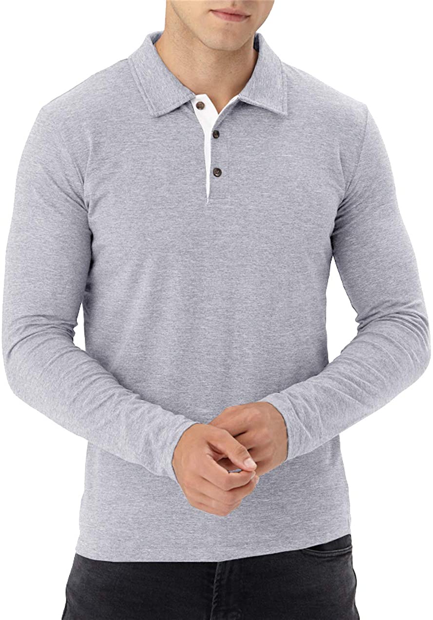 Aiyino Men's Short/Long Sleeve Polo Shirts Casual Slim Fit Basic Designed Cotton Shirts