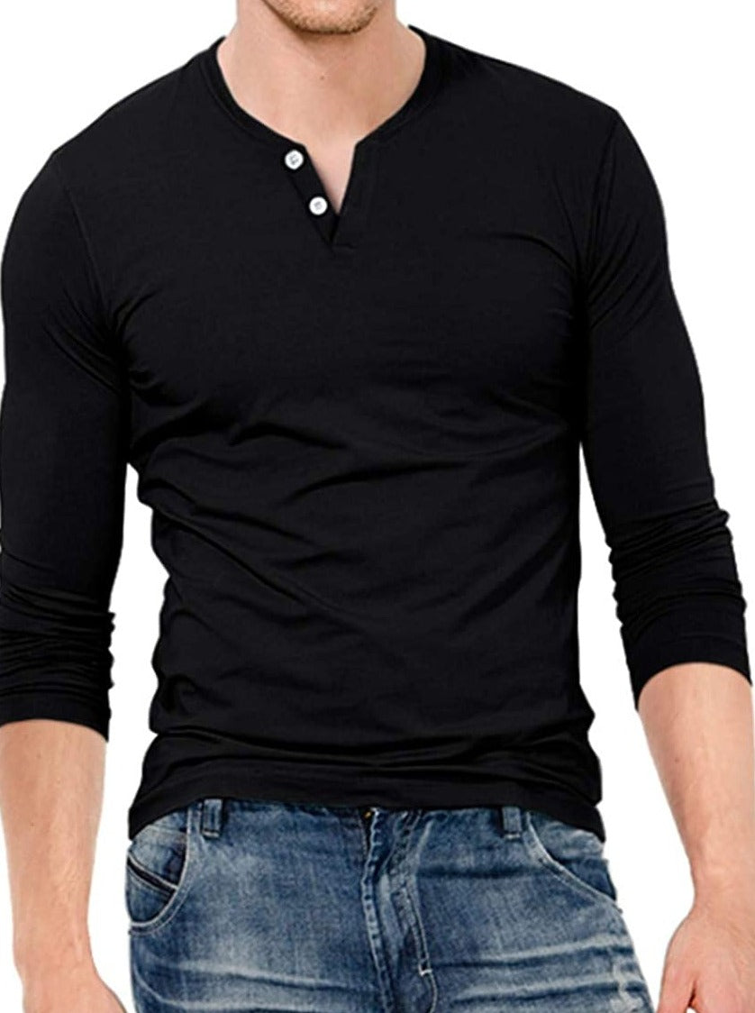 KUYIGO Mens Slim Fit Short& Long Sleeve Beefy Fashion Casual Henley T Shirts of Cotton Shirts