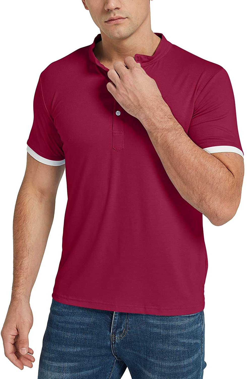 KUYIGO Mens Polo Shirt Short Sleeve Classic Sports Top Casual Workout Sports Shirts