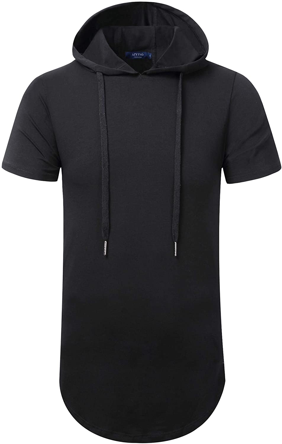 Aiyino Men's Hipster Hip Hop Short/Long Sleeve Longline Pullover Hoodies Side Zipper T Shirt