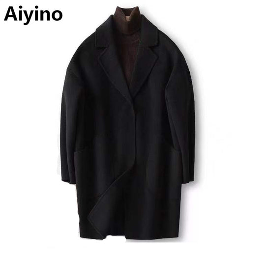 Aiyino Women's Maxi Double Face Wool Blend Wrap Overcoats