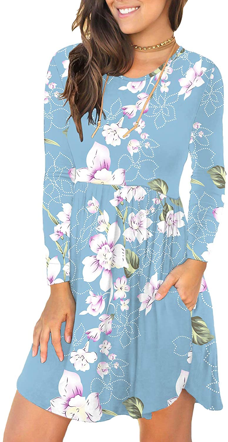YUNDAI Women Summer Casual Sleeveless Boho Floral Elastic Sundress Loose Swing Short Dress with Pockets