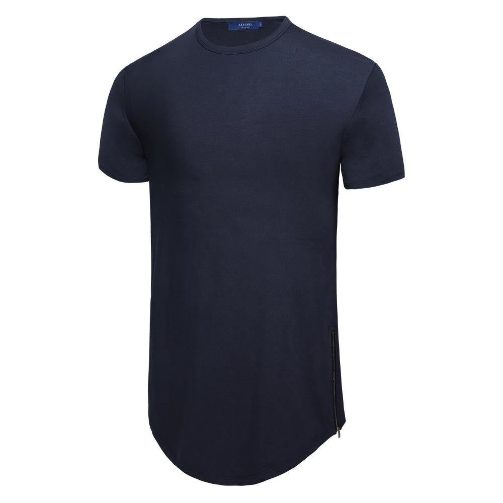 Aiyino Men's Hipster Hip Hop Short Sleeve T-shirt With Zipper Trim