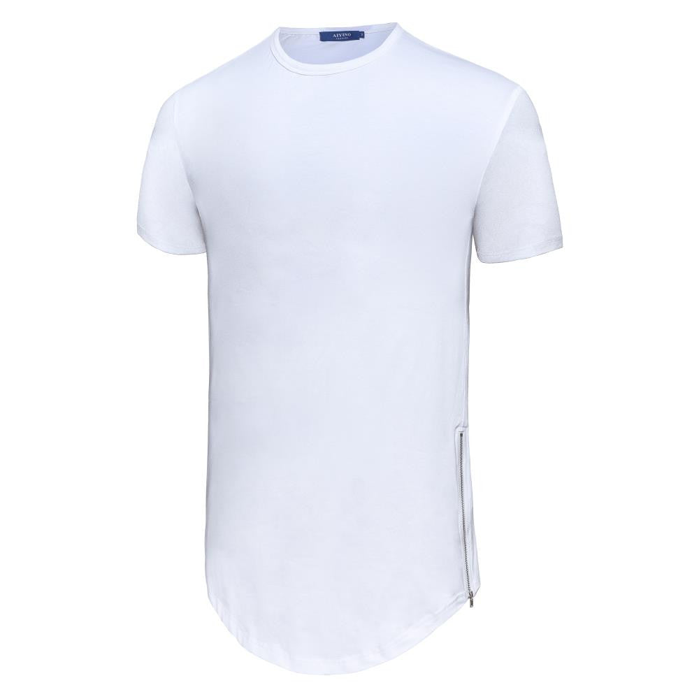 Aiyino Men's Hipster Hip Hop Short Sleeve T-shirt With Zipper Trim