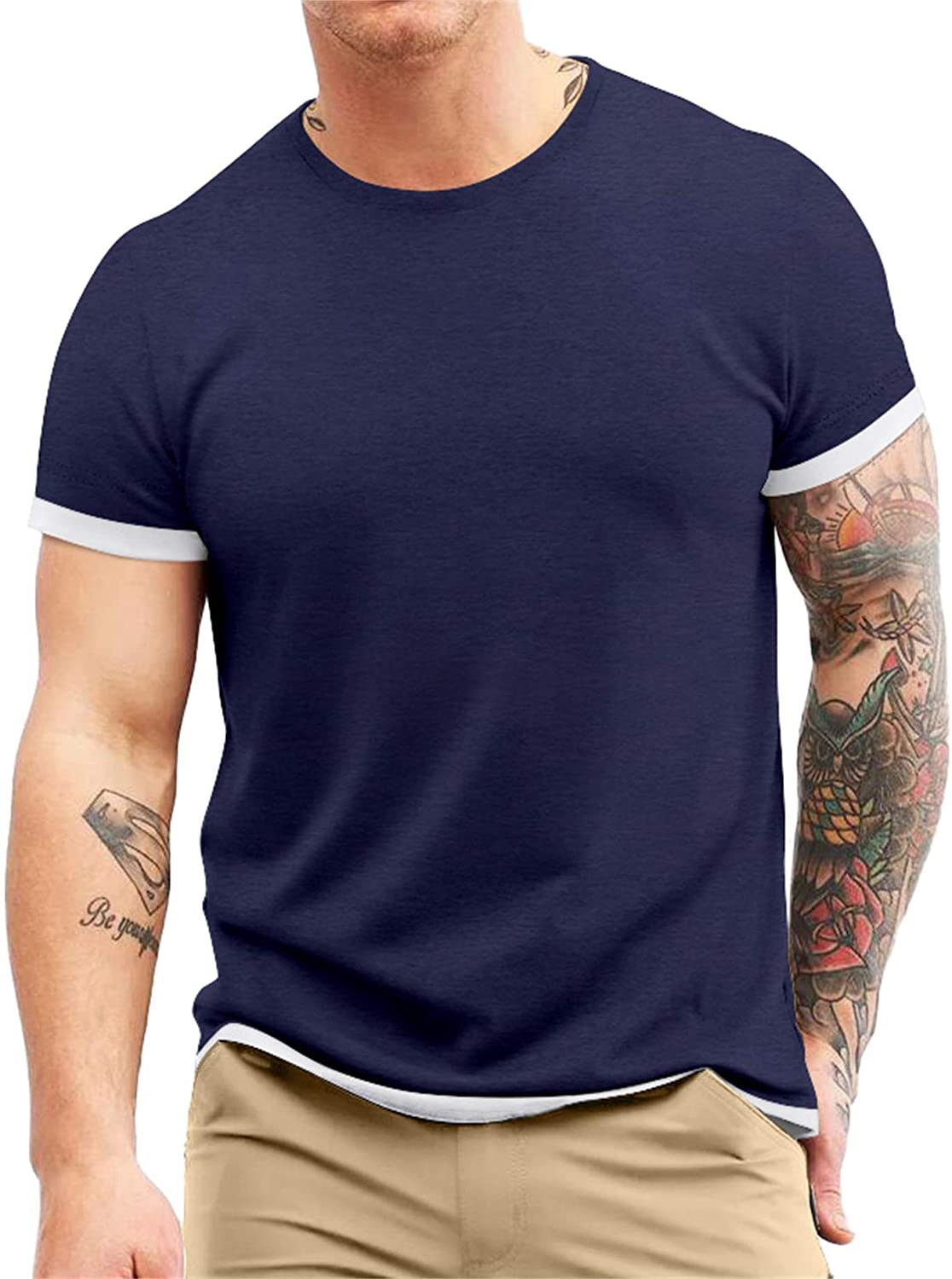 Aiyino Men's S-5XL Short Sleeve Athletic T-Shirt Classic Top Casual Workout Sports Summer Shirts