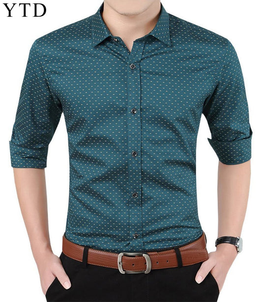 YTD Mens Casual Slim Fit Long Sleeve Button Down Printed Dress Shirts